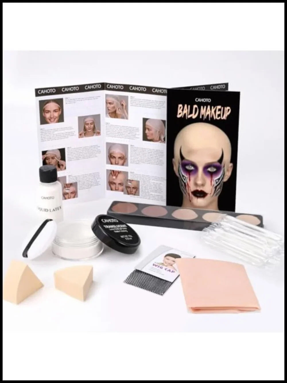 Halloween Bald Cap Makeup Kit Cosplay SFX Set Latex